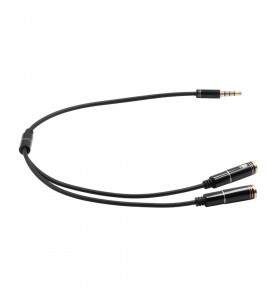 3.5mm 4pole male to 3.5mm stereo female and microphone audio cable